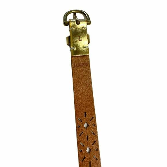 J. Crew women Gold tone leather belt size Large gold buckle main image 4